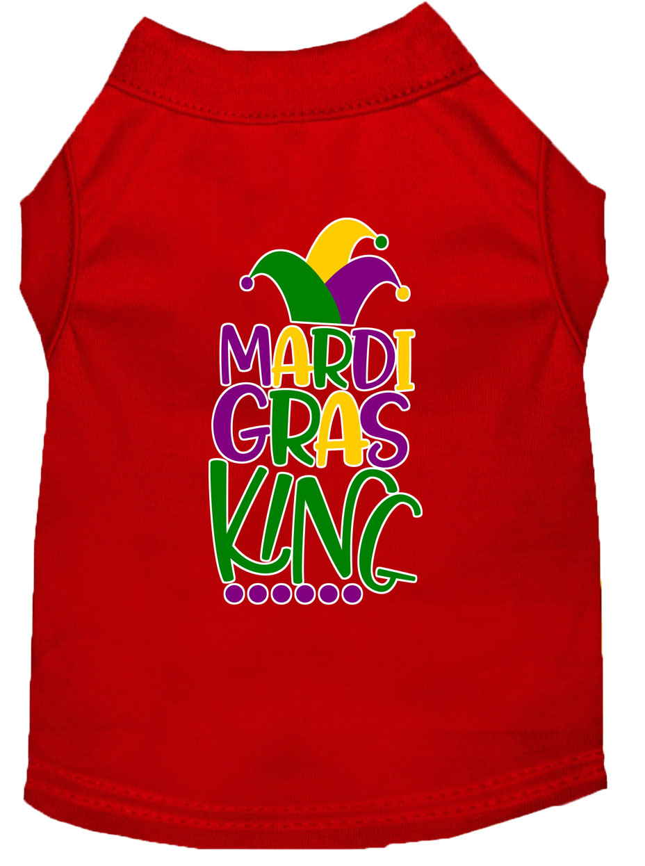 Mardi Gras King Screen Print Mardi Gras Dog Shirt Red Sm